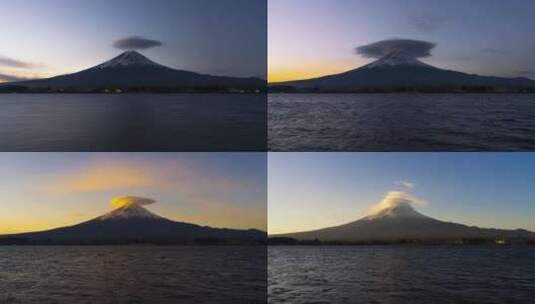 自然高山雪山山峰日本富士山宁静日出日落高清在线视频素材下载