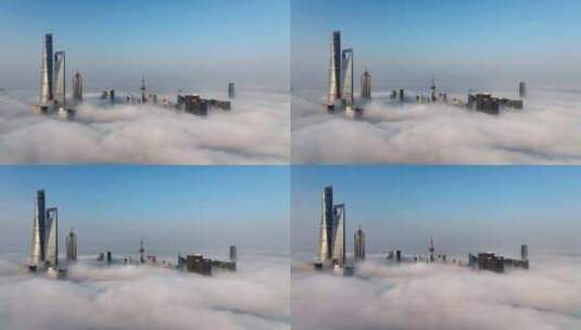 上海云海 平流雾 上海穿云 陆家嘴穿云高清在线视频素材下载