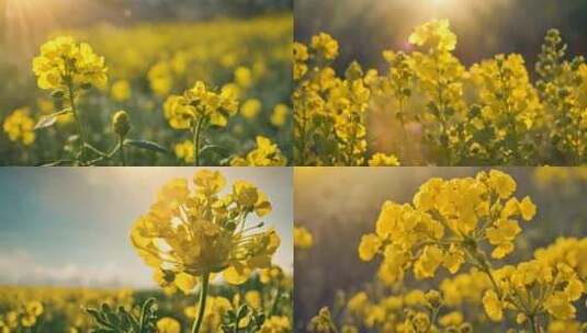 唯美油菜花花海农村乡村振兴庄稼高清在线视频素材下载