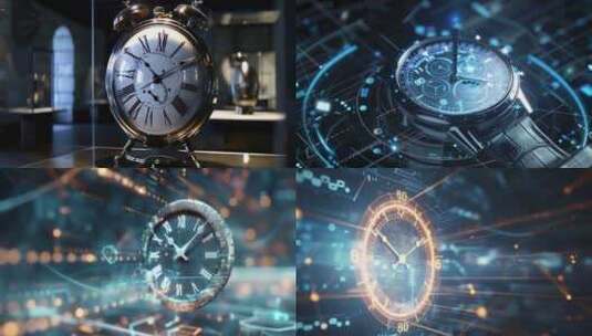 科技钟表时间概念4K高清在线视频素材下载