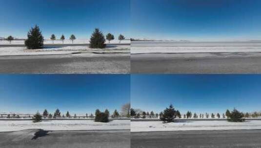 开车行驶在雪后公路 车窗外雪景高清在线视频素材下载