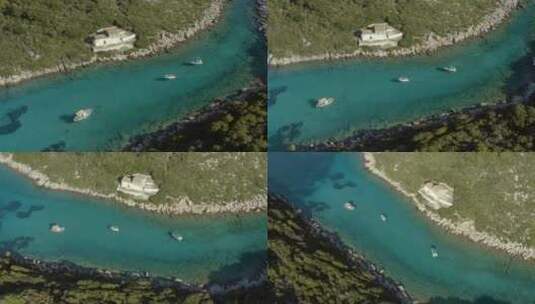 希腊爱奥尼亚海岸热带帕克斯群岛水域上的船高清在线视频素材下载