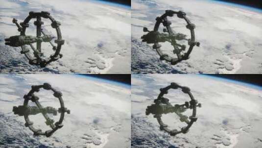 地球和宇宙飞船的景色——国际空间站正在绕高清在线视频素材下载