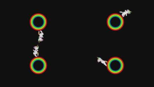 独角兽在彩虹上奔跑高清在线视频素材下载