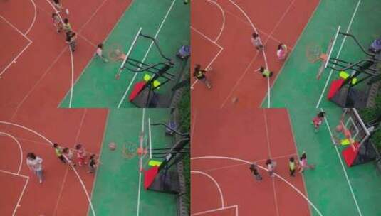 4K高清实拍公园小朋友打篮球高清在线视频素材下载