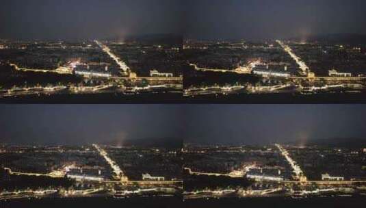 湖北襄阳古城全景夜景灯光航拍高清在线视频素材下载