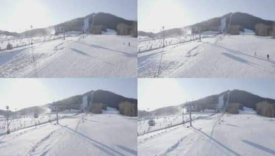 航拍吉林省长白山国际滑雪场冬季风光高清在线视频素材下载