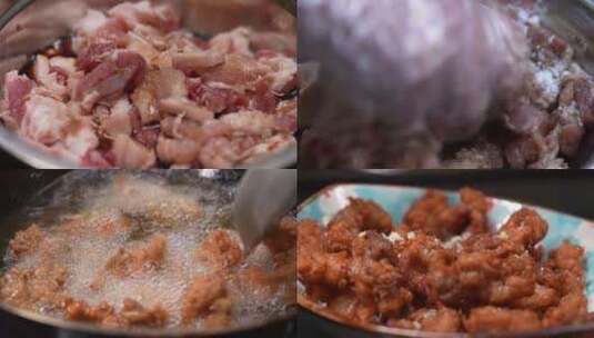 炸醋肉 油炸食品高清在线视频素材下载