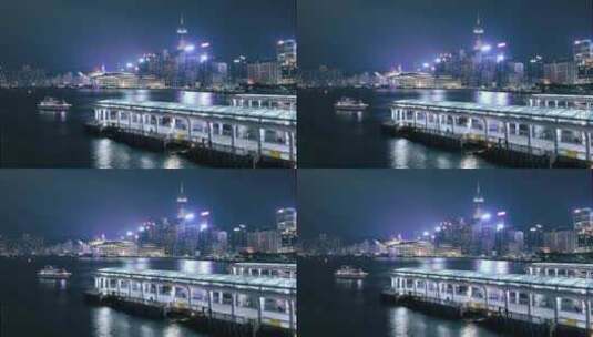 4K中国香港维多利亚港夜景延时素材香港回归高清在线视频素材下载
