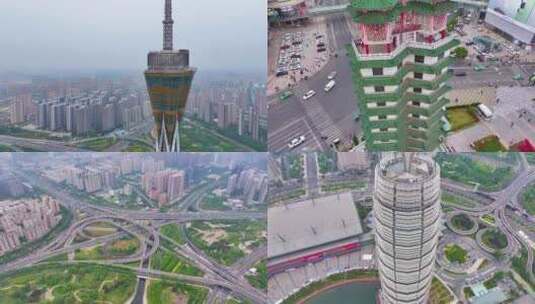 河南郑州市郑东新区航拍城市地标金水区风景高清在线视频素材下载