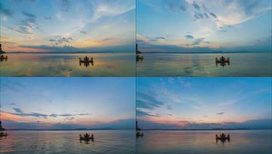 昆明滇池海燕村夕阳延时4K高清在线视频素材下载