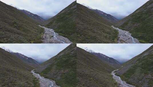 航拍攀登四川贡嘎山区贡巴峰雪山的登山者高清在线视频素材下载