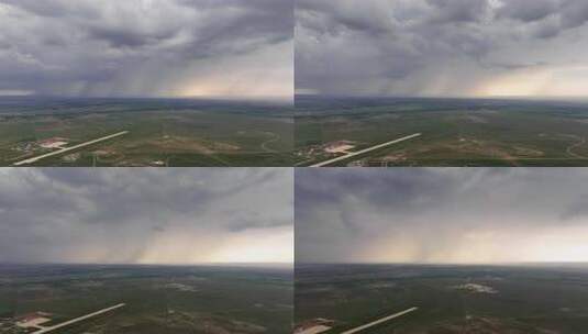 河北张家口坝上草原暴雨雨幕强对流航拍延时高清在线视频素材下载