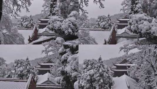 长沙下雪岳麓山岳麓书院橘子洲雪景高清在线视频素材下载