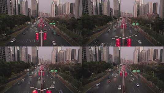 深圳滨河大道城市道路高楼车流景观高清在线视频素材下载