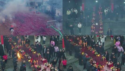 浦江蔡村过年传统习俗谢年祭祀祈福仪式高清在线视频素材下载