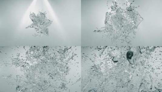 白色3D水流简约干净立体logo片头片尾展示高清AE视频素材下载
