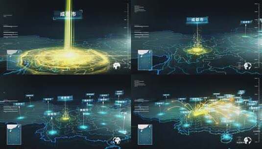 成都市辐射地图高清AE视频素材下载