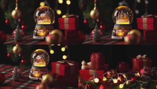 圣诞节平安夜浪漫温馨水晶球高清视频有音频高清在线视频素材下载