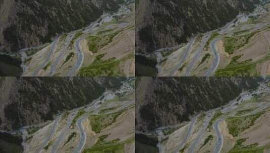 航拍新疆蜿蜒曲折的独库公路高清在线视频素材下载