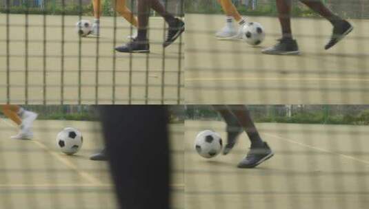 足球运动员踢足球的脚部特写高清在线视频素材下载