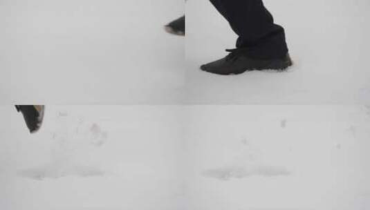 雪中奔跑脚步【慢动作】高清在线视频素材下载