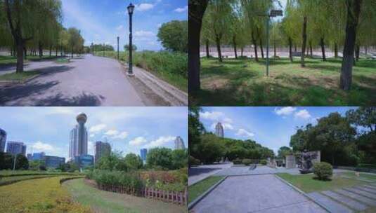 武汉汉口江滩公园风光4K视频合集高清在线视频素材下载