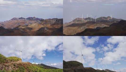 云南丘陵上的风力发电大风车高清在线视频素材下载