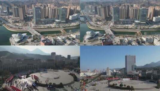 商洛山阳县城城市建设风光航拍6高清在线视频素材下载