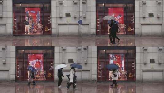 南京里广告牌下行人走来走去很热闹繁忙高清在线视频素材下载