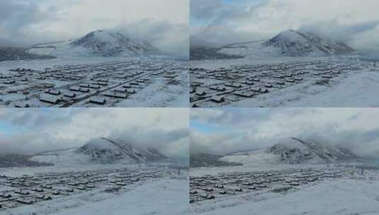 绝美的新疆喀纳斯航拍村庄雪景延时摄影高清在线视频素材下载