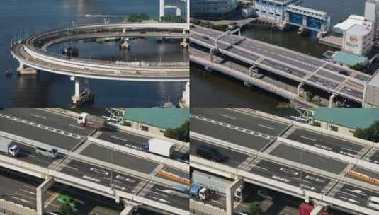 大桥航拍车流城市交通高清在线视频素材下载
