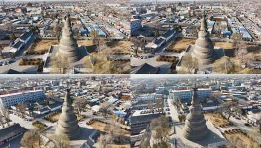 4K航拍山西省忻州市阿育王塔高清在线视频素材下载