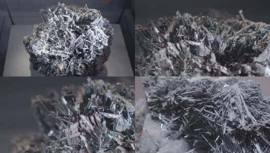 辉锑矿金属矿石近景特写高清在线视频素材下载