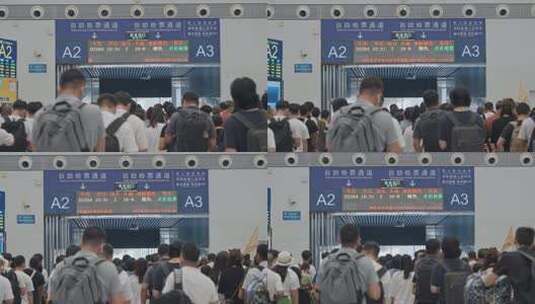 深圳北站火车站高铁站旅客检票口排队特写3高清在线视频素材下载