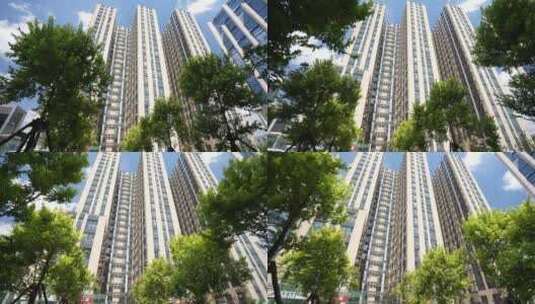长春城市房地产建筑高楼林立欢乐颂公寓高清在线视频素材下载