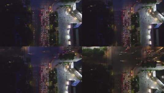 广州天河区上帝视角航拍车流高清在线视频素材下载