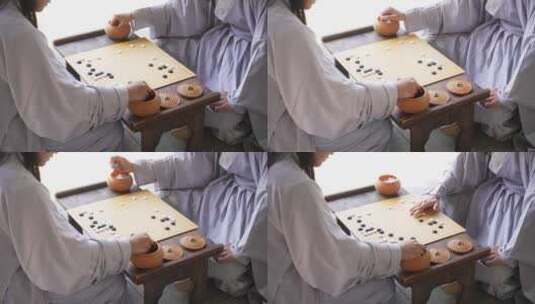 两位古装年轻人在下围棋高清在线视频素材下载