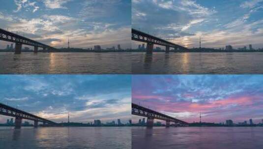 【延时】武汉长江大桥06高清在线视频素材下载