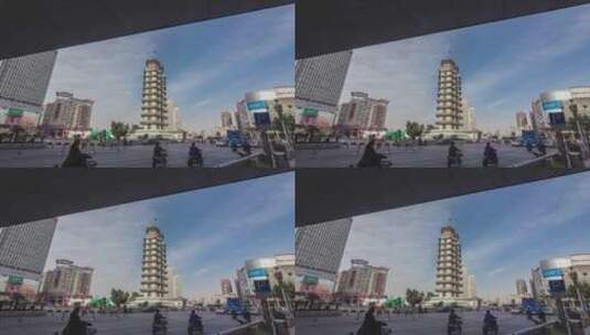 郑州市二七广场二七塔大范围延时摄影高清在线视频素材下载