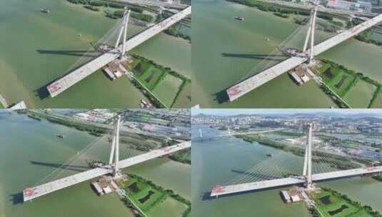 中国广东省中山市南中高速横门西特大桥高清在线视频素材下载