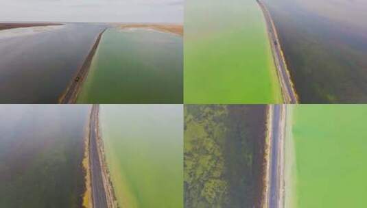 航拍青海省G315国道西台吉乃尔海湖高清在线视频素材下载
