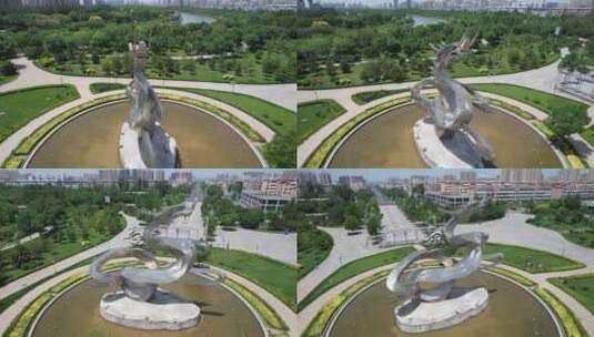 河北衡水九州广场航拍高清在线视频素材下载
