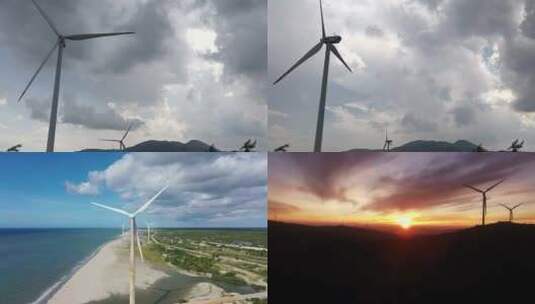 【合集】海边的风力发电机系统高清在线视频素材下载
