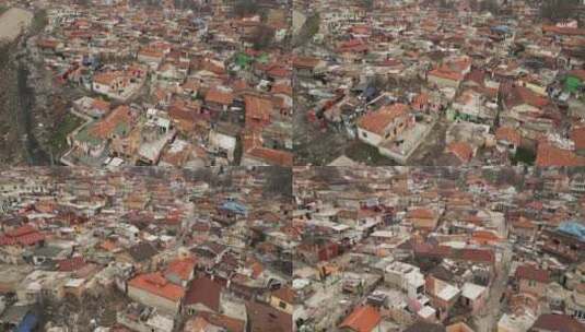 保加利亚瓦尔纳马库苏达吉普赛贫民窟区鸟瞰图高清在线视频素材下载