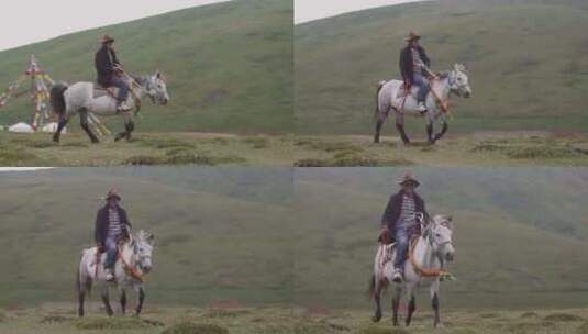 草原上骑马的人高清在线视频素材下载