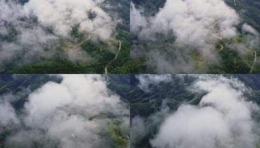 航拍云雾森林山林青山自然美景高清在线视频素材下载