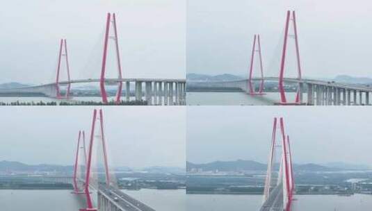 中国广东省江门市新会区银洲湖大桥高清在线视频素材下载