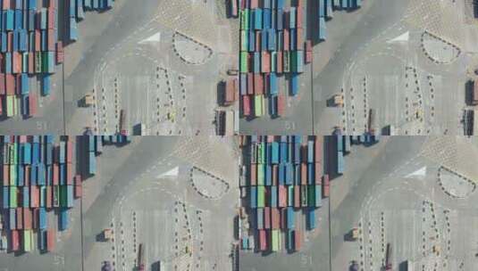 港口中许多货物集装箱的俯视图高清在线视频素材下载