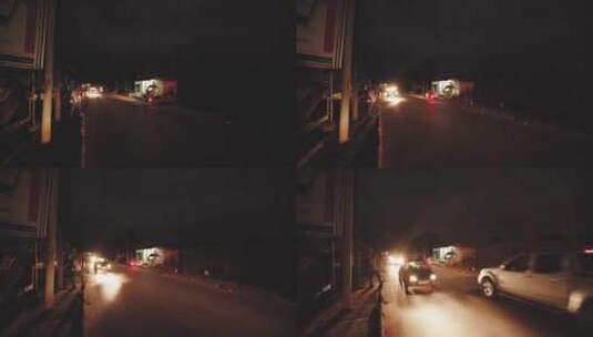 夜间车辆经过街道高清在线视频素材下载